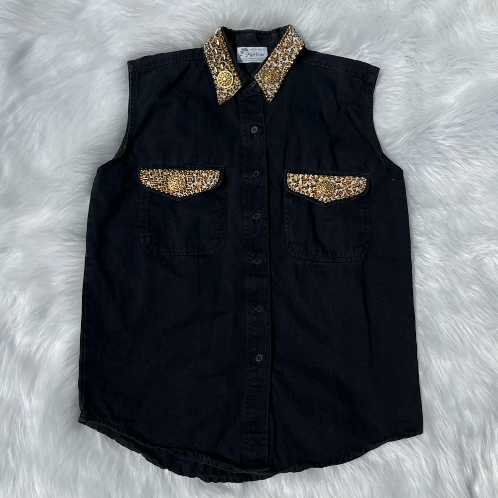 2/$40 Vintage Leopard Denim Top